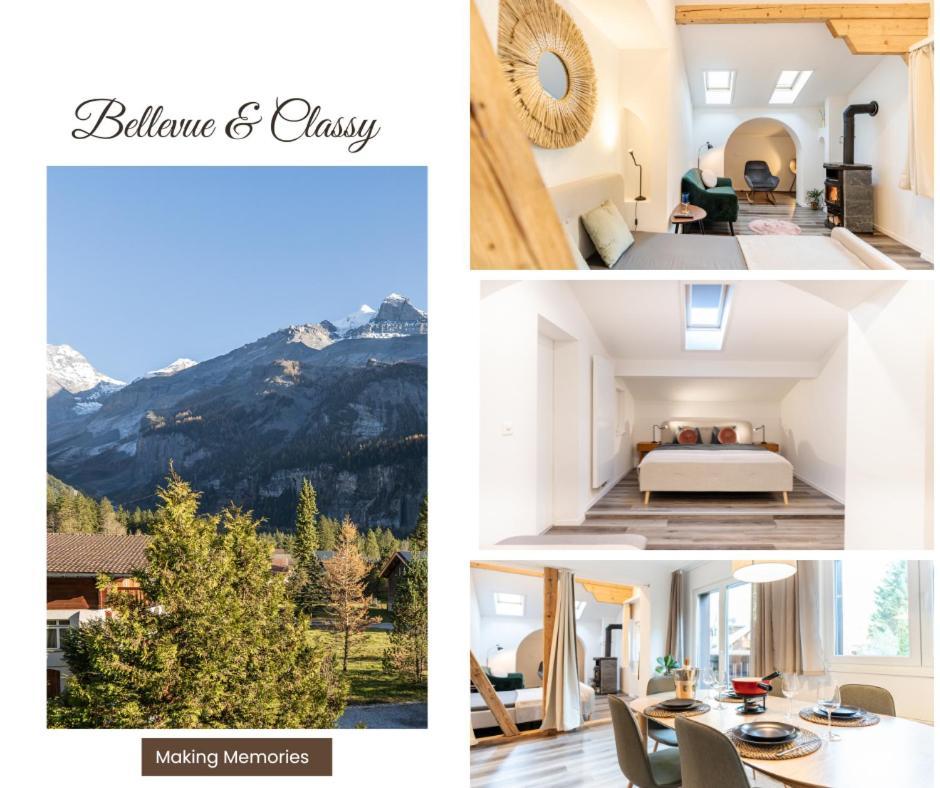 Bellevue & Classy Mountain View Apartment Kandersteg Kültér fotó
